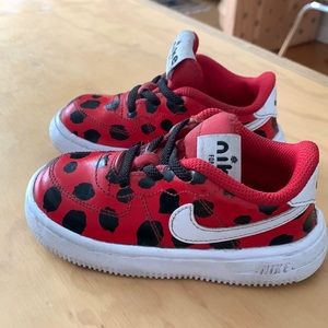 Red Toddler Nike Air Force 1 Lady Bug Polka dot